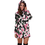 Pink Green And Black Camouflage Print Hoodie Dress GearFrost