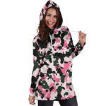 Pink Green And Black Camouflage Print Hoodie Dress GearFrost
