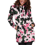 Pink Green And Black Camouflage Print Hoodie Dress GearFrost