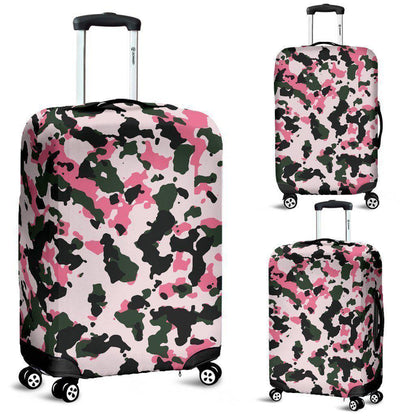 Pink Green And Black Camouflage Print Luggage Cover GearFrost