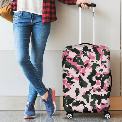 Pink Green And Black Camouflage Print Luggage Cover GearFrost