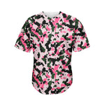 Pink Green And Black Camouflage Print Men's Baseball Jersey