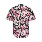 Pink Green And Black Camouflage Print Men's Baseball Jersey