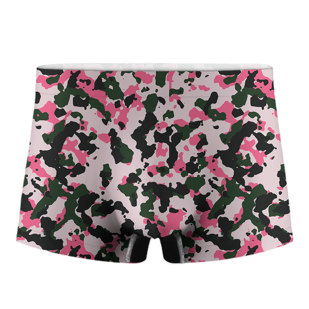 Pink Green And Black Camouflage Print Men's Boxer Briefs