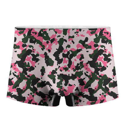 Pink Green And Black Camouflage Print Men's Boxer Briefs
