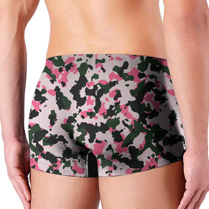 Pink Green And Black Camouflage Print Men's Boxer Briefs