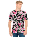 Pink Green And Black Camouflage Print Men's T-Shirt