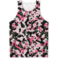 Pink Green And Black Camouflage Print Men's Tank Top