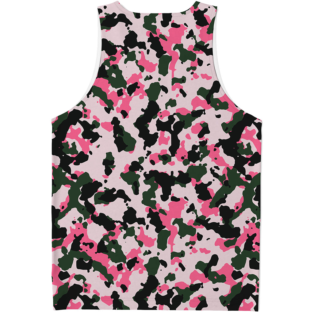 Pink Green And Black Camouflage Print Men's Tank Top
