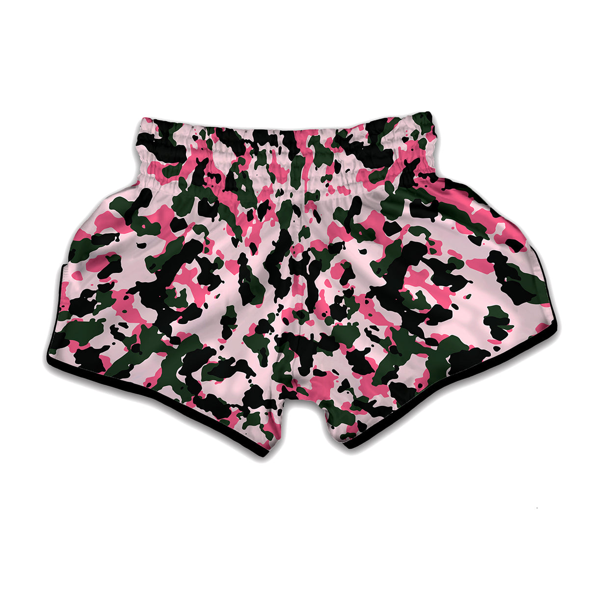 Pink Green And Black Camouflage Print Muay Thai Boxing Shorts