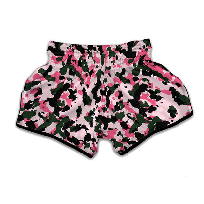 Pink Green And Black Camouflage Print Muay Thai Boxing Shorts