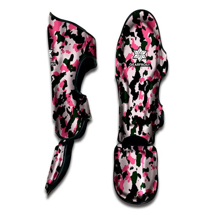 Pink Green And Black Camouflage Print Muay Thai Shin Guard