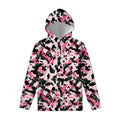 Pink Green And Black Camouflage Print Pullover Hoodie