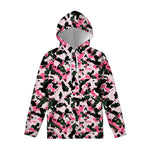 Pink Green And Black Camouflage Print Pullover Hoodie