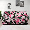 Pink Green And Black Camouflage Print Sofa Cover