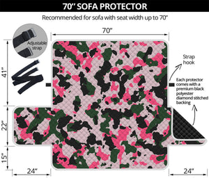 Pink Green And Black Camouflage Print Sofa Protector