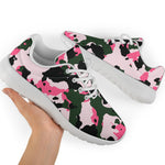 Pink Green And Black Camouflage Print Sport Shoes GearFrost