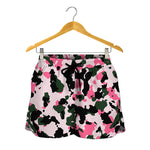 Pink Green And Black Camouflage Print Women's Shorts