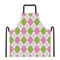 Pink Green And White Argyle Print Apron