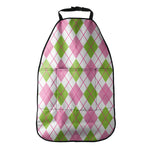 Pink Green And White Argyle Print Car Seat Organizers