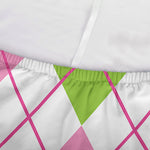 Pink Green And White Argyle Print Sofa Cover