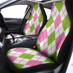 Pink Green And White Argyle Print Universal Fit Car Seat Covers