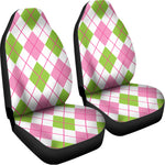 Pink Green And White Argyle Print Universal Fit Car Seat Covers