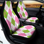 Pink Green And White Argyle Print Universal Fit Car Seat Covers