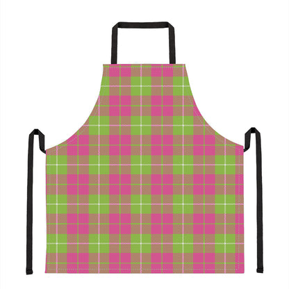 Pink Green And White Tartan Print Apron