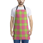 Pink Green And White Tartan Print Apron