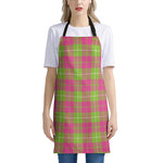 Pink Green And White Tartan Print Apron