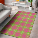 Pink Green And White Tartan Print Area Rug