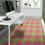 Pink Green And White Tartan Print Area Rug