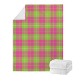 Pink Green And White Tartan Print Blanket