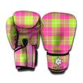 Pink Green And White Tartan Print Boxing Gloves