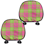 Pink Green And White Tartan Print Car Headrest Covers