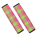 Pink Green And White Tartan Print Car Seat Belt Covers