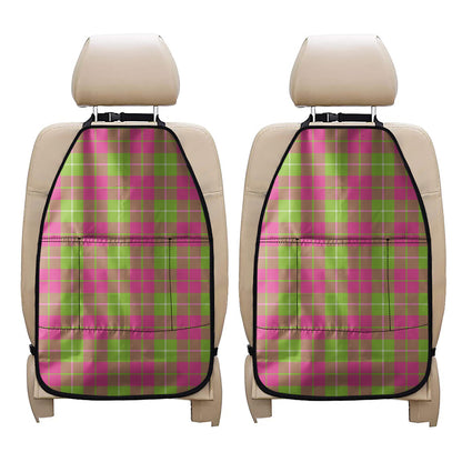 Pink Green And White Tartan Print Car Seat Organizers