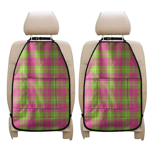 Pink Green And White Tartan Print Car Seat Organizers