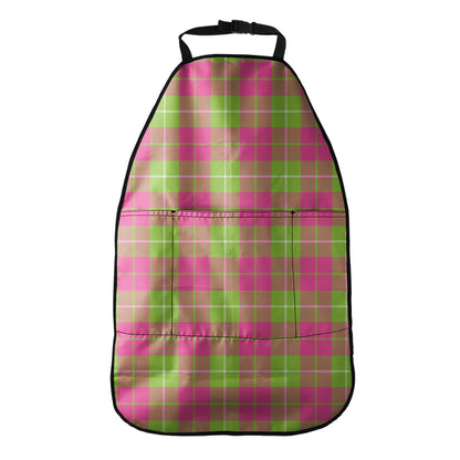 Pink Green And White Tartan Print Car Seat Organizers