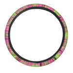 Pink Green And White Tartan Print Car Steering Wheel Cover