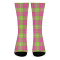 Pink Green And White Tartan Print Crew Socks