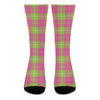 Pink Green And White Tartan Print Crew Socks