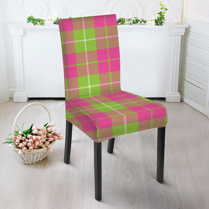 Pink Green And White Tartan Print Dining Chair Slipcover