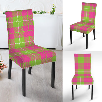 Pink Green And White Tartan Print Dining Chair Slipcover