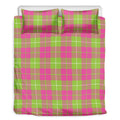 Pink Green And White Tartan Print Duvet Cover Bedding Set