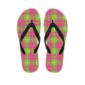 Pink Green And White Tartan Print Flip Flops