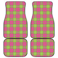 Pink Green And White Tartan Print Front and Back Car Floor Mats