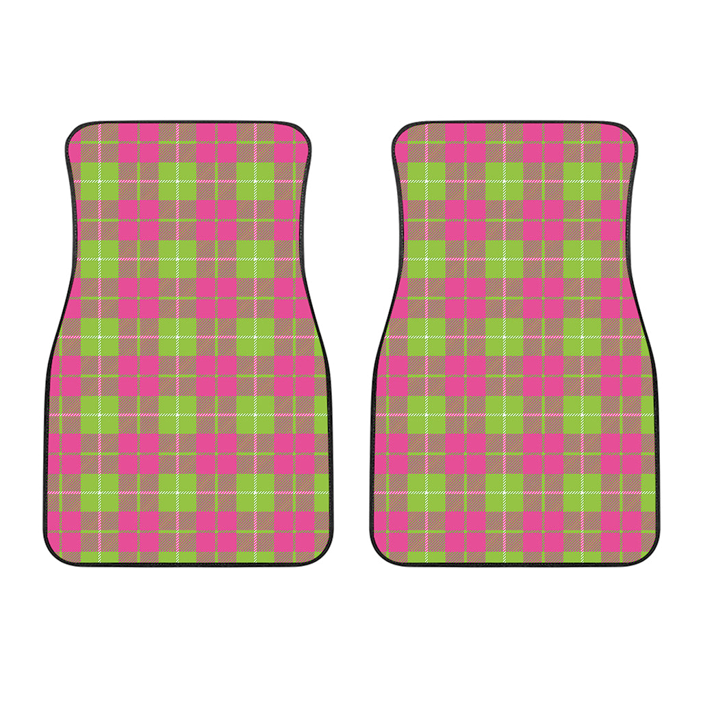 Pink Green And White Tartan Print Front Car Floor Mats