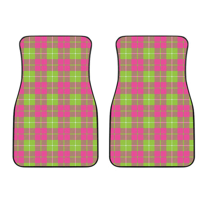 Pink Green And White Tartan Print Front Car Floor Mats